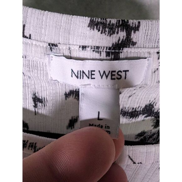 NINE WEST T Shirt Black White Short Sleeve Women's Large - Picture 3 of 4